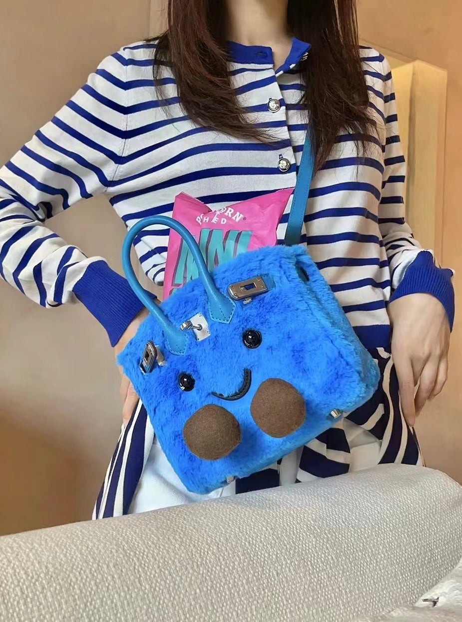 Classic blue Furry Handbag