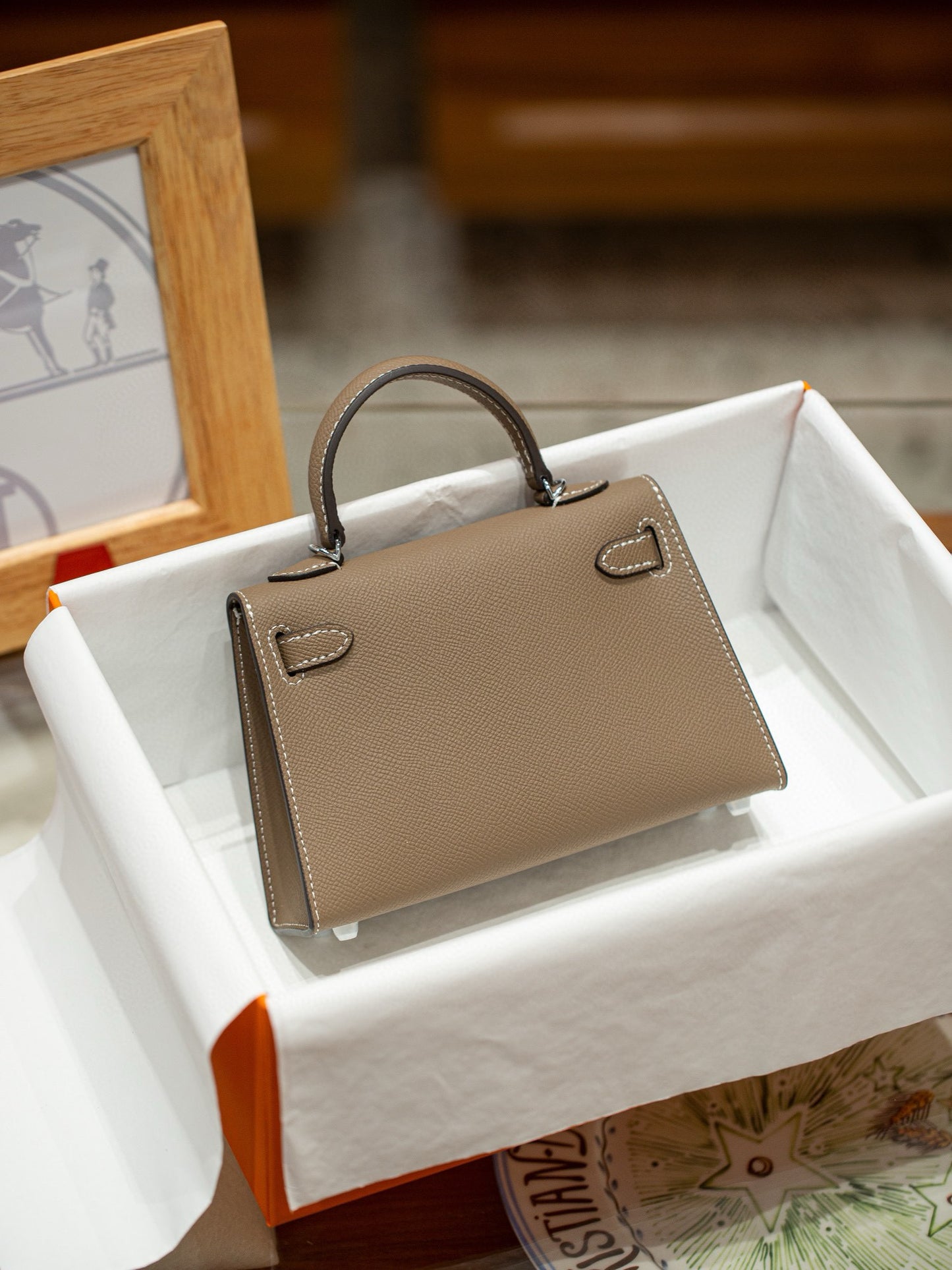 kelly bag taupe silver hardware-100% cowhide