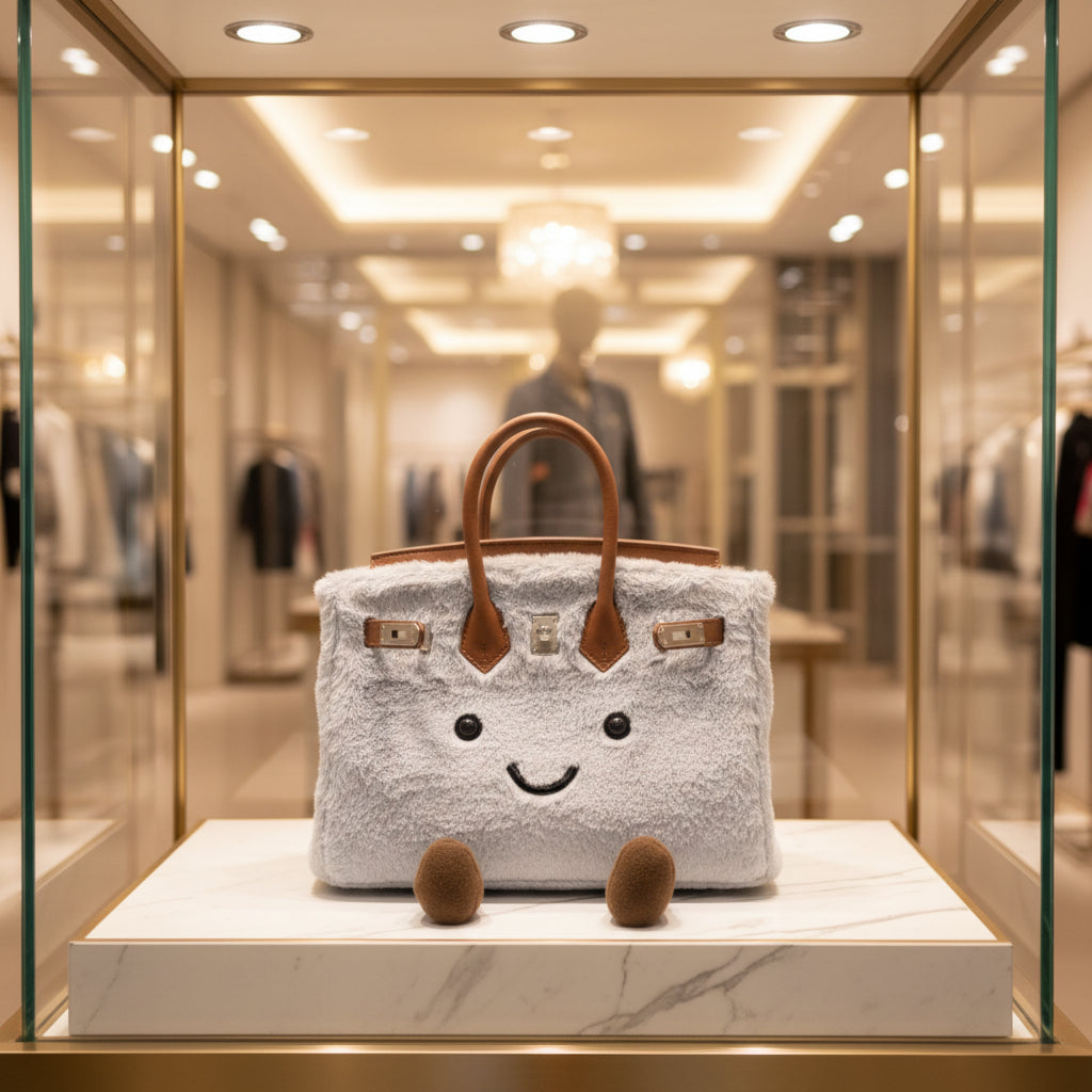 Misty Cloud Fluffy Meadow Teddy Fur Tote (Classic Silhouette)