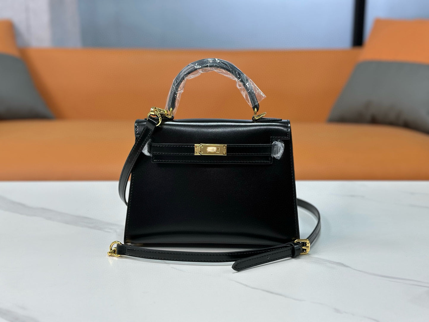 genuine Box leather kelly bag 19/22/25cm