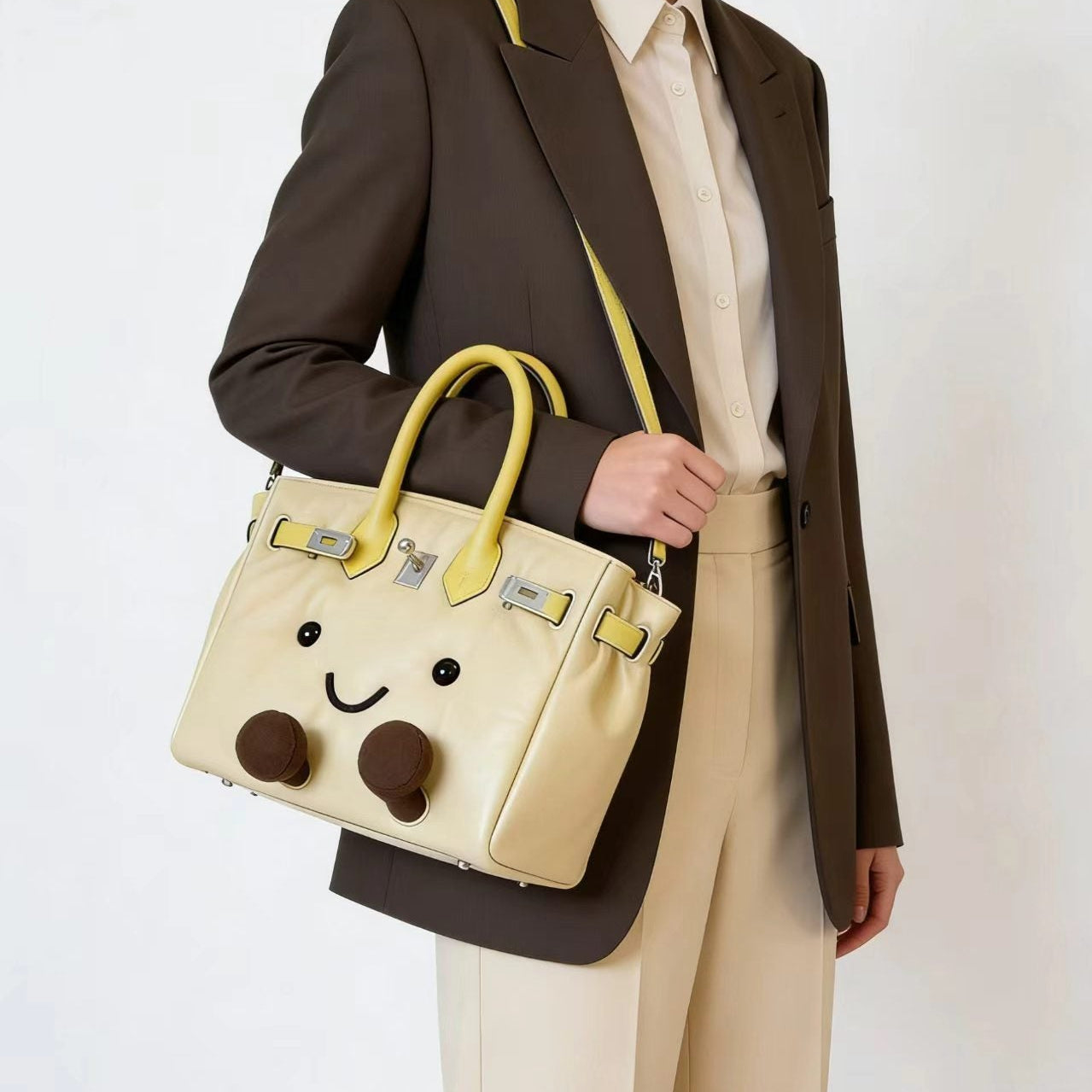 Classic leather Baby Yellow-colored handbag