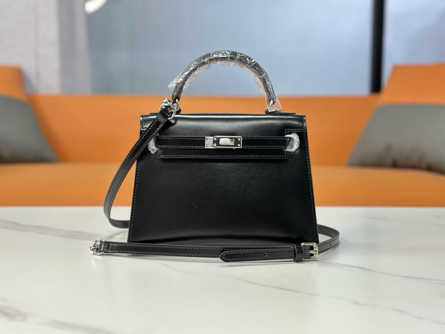 genuine Box leather kelly bag 19/22/25cm