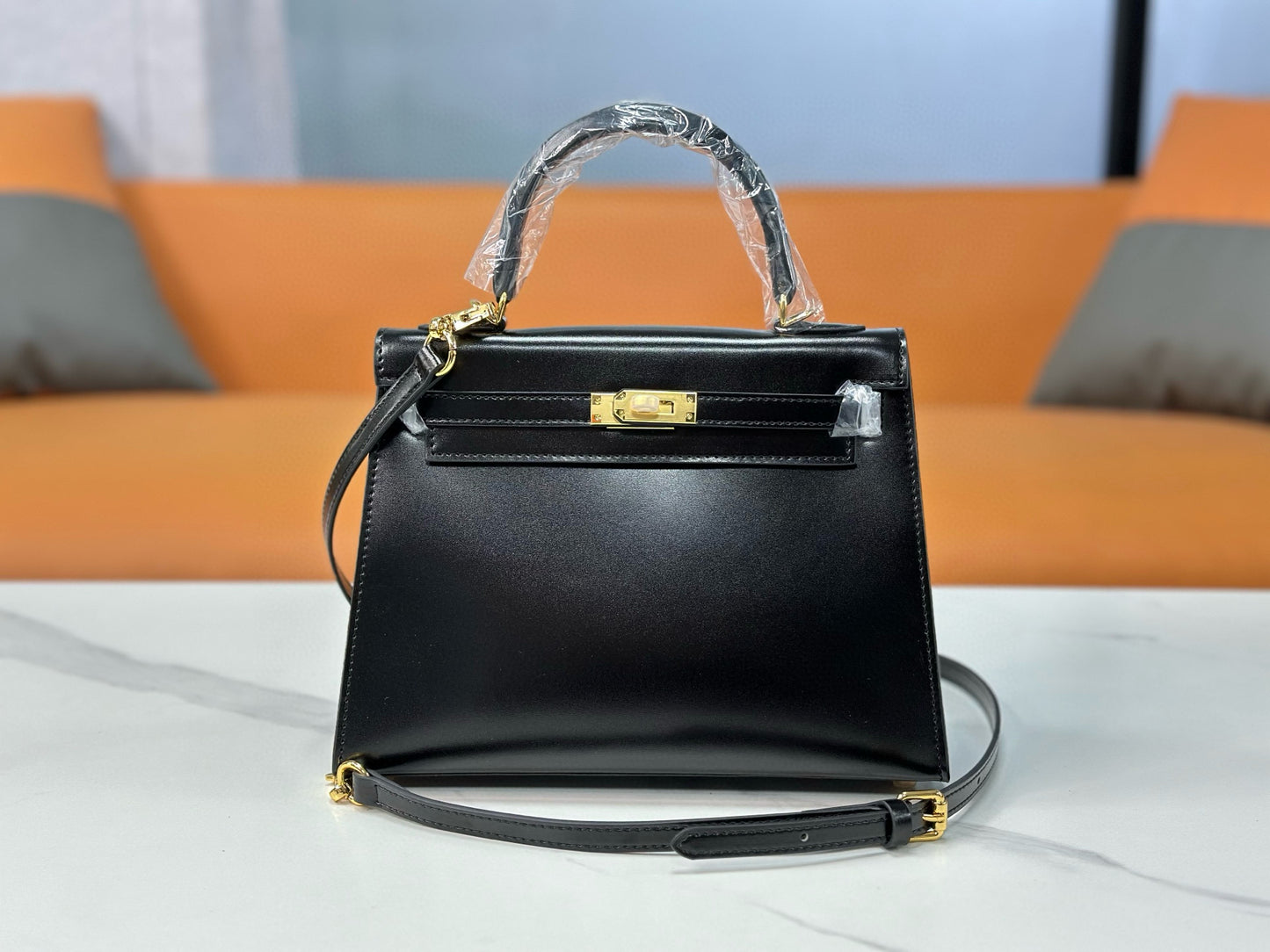 genuine Box leather kelly bag 19/22/25cm