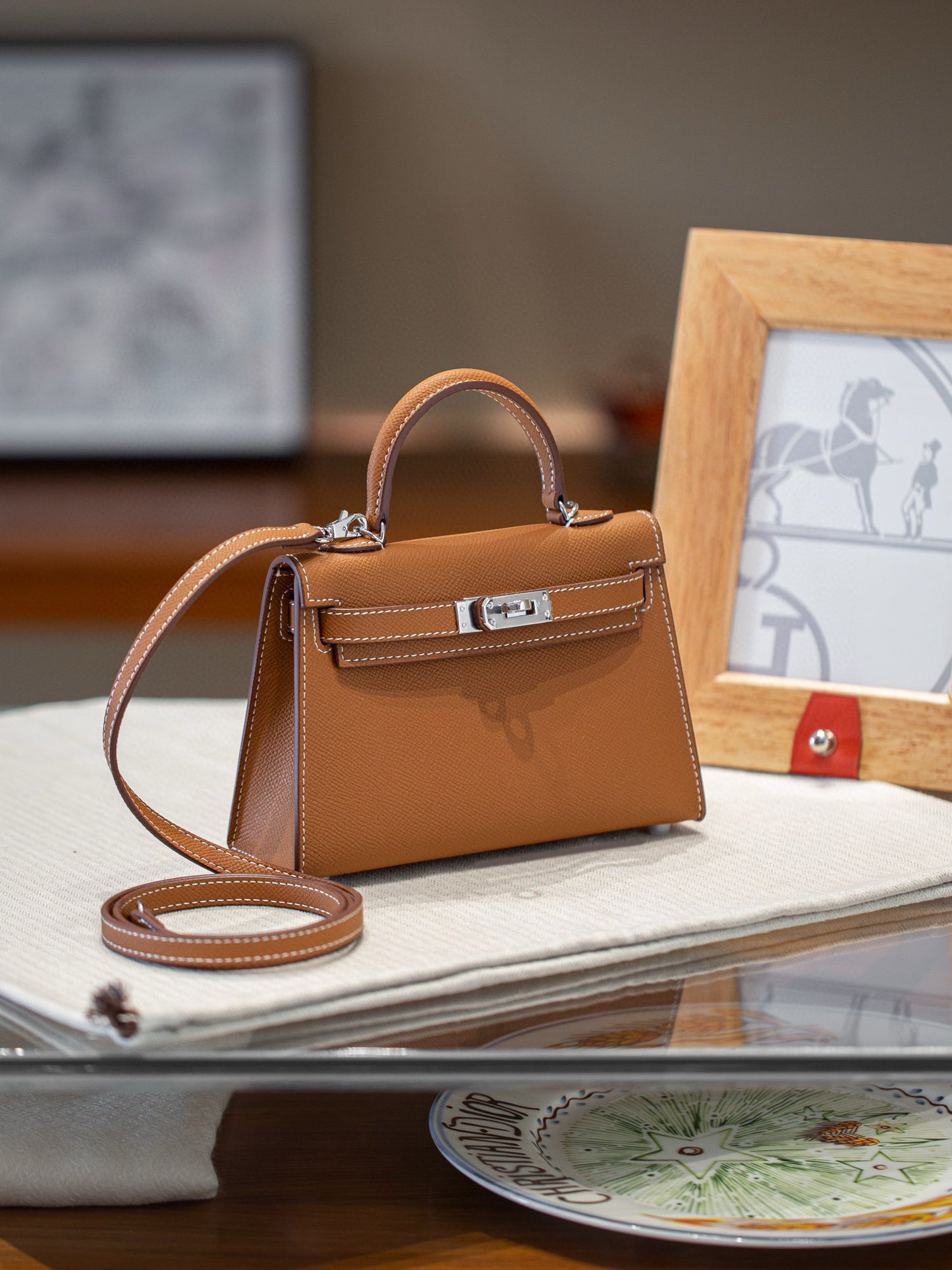 kelly bag camel -100% cowhide