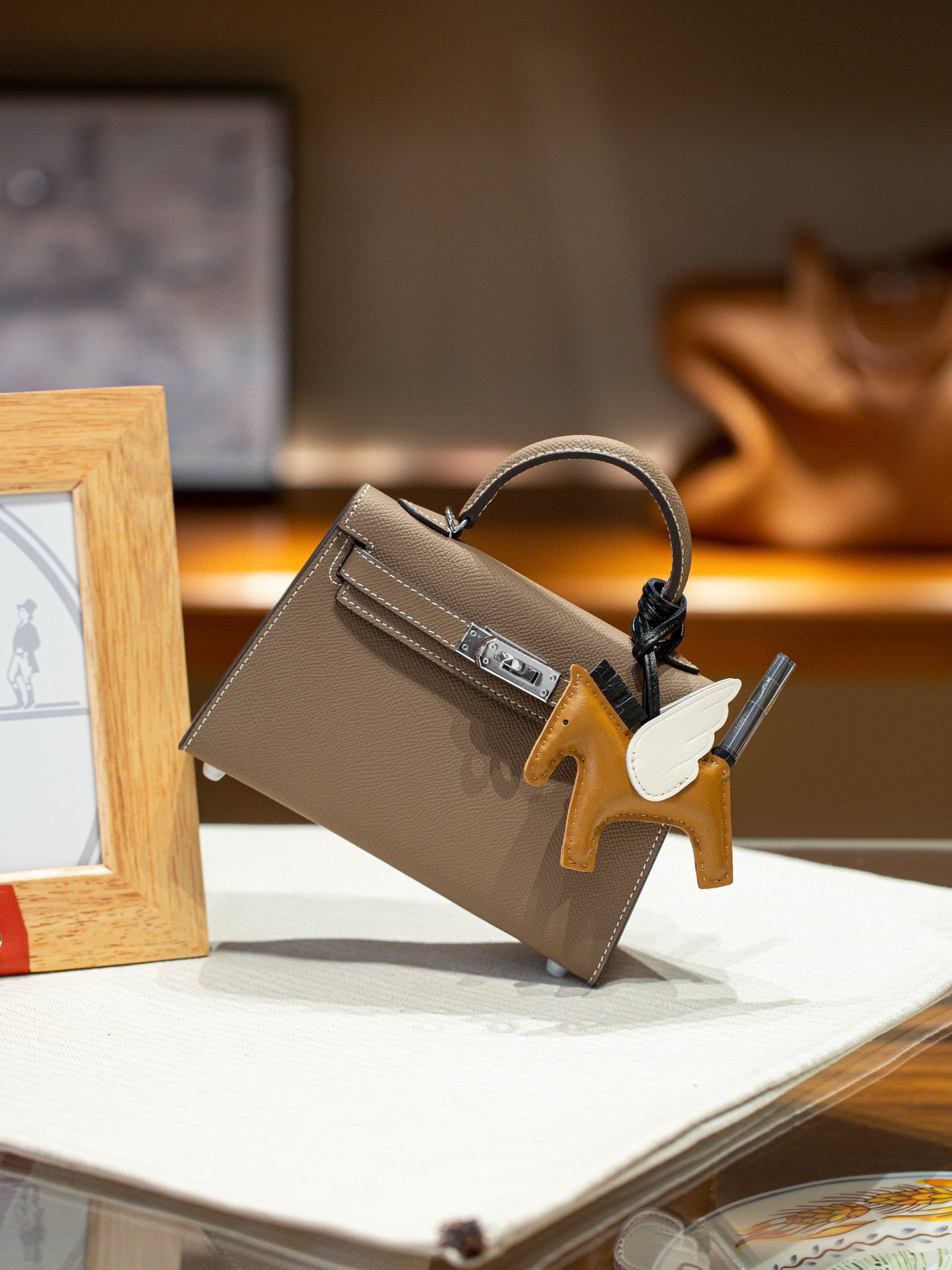 kelly bag taupe silver hardware-100% cowhide