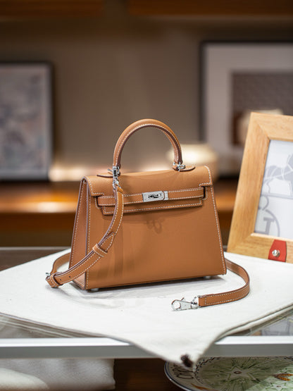 kelly bag camel -100% cowhide