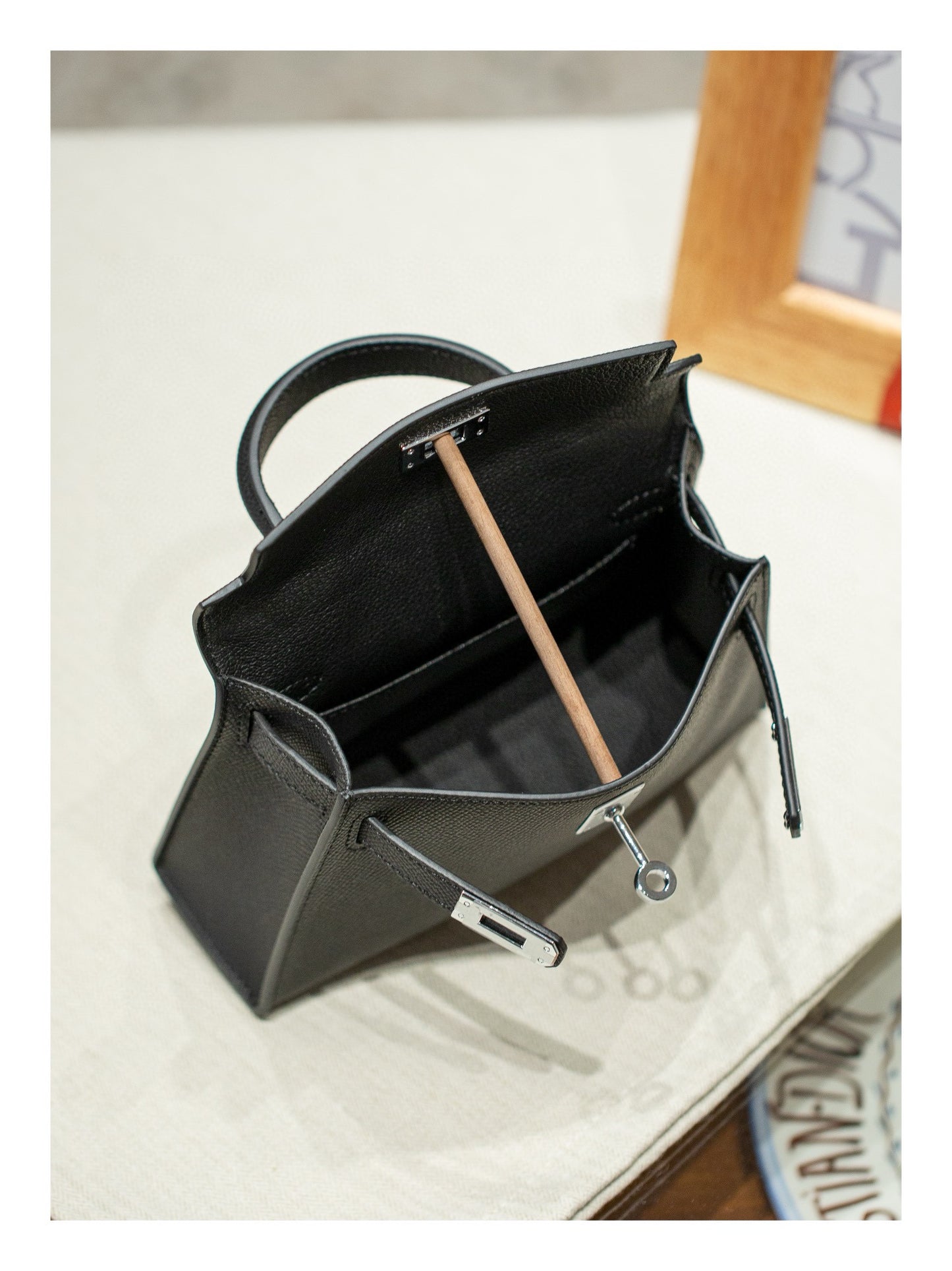 kelly bag black silver hardware-100% cowhide