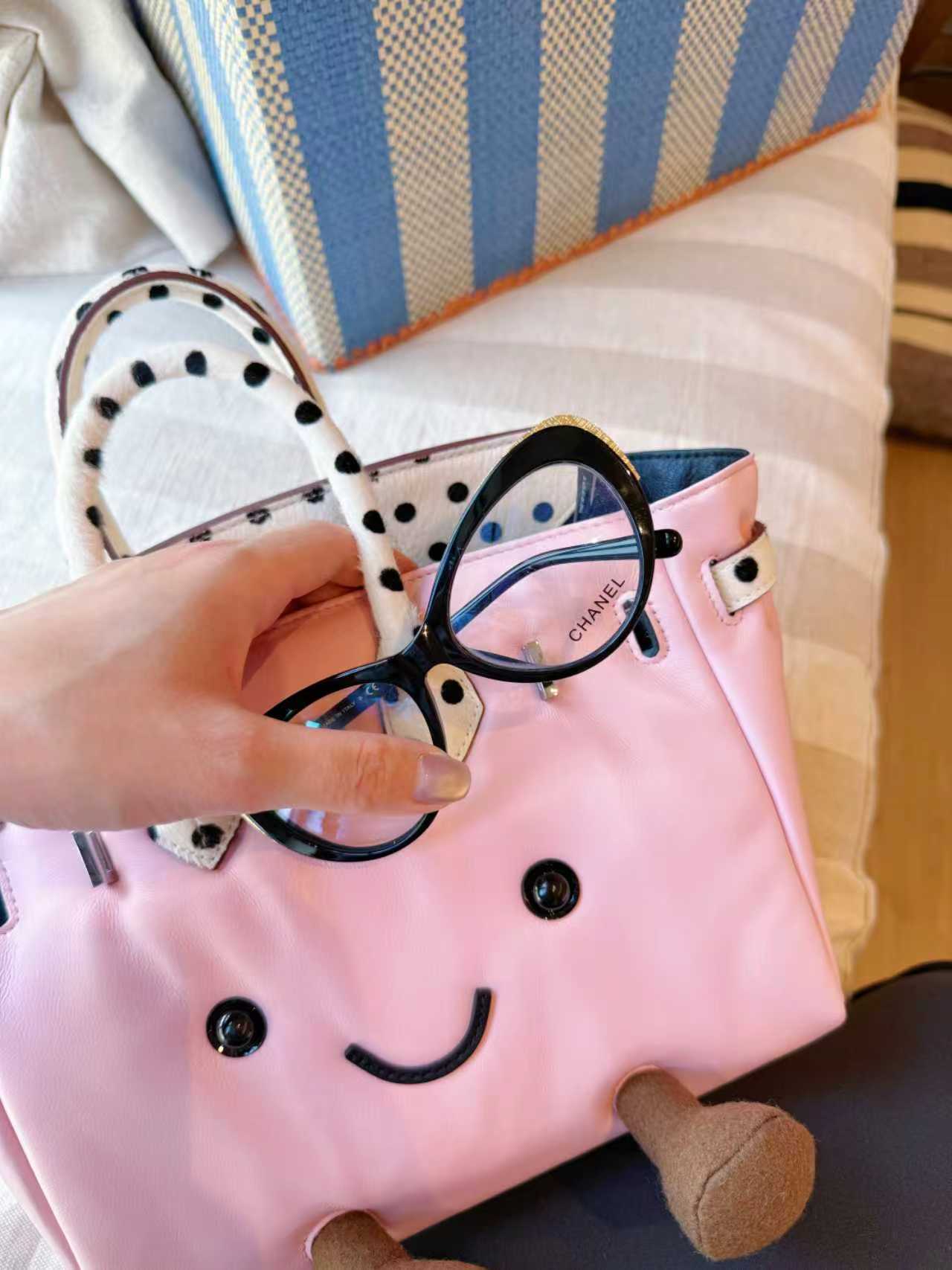 Sunshine Meadow Woven Straw Polka dot printing Tote Bag
