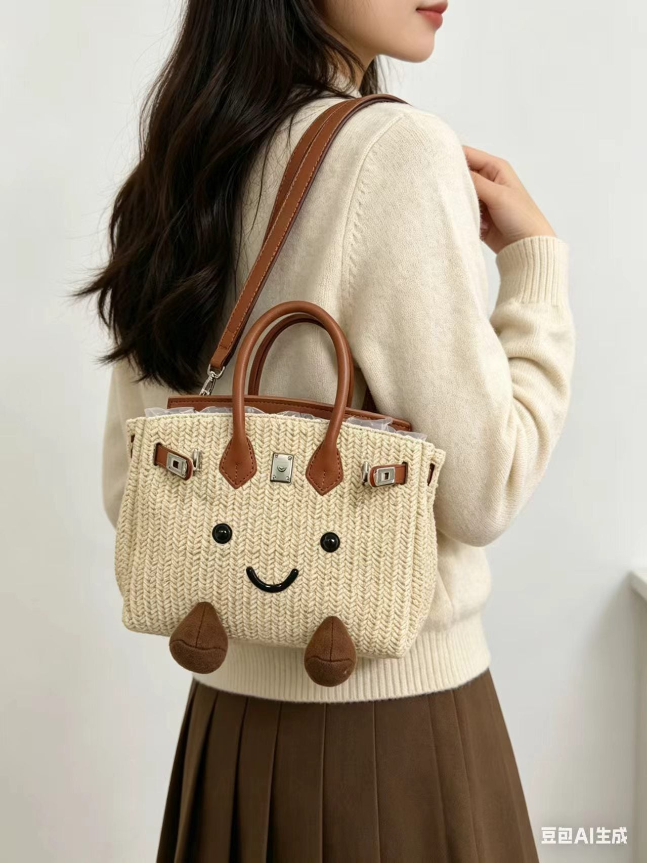 Sunshine Meadow Woven Straw Tote Bag