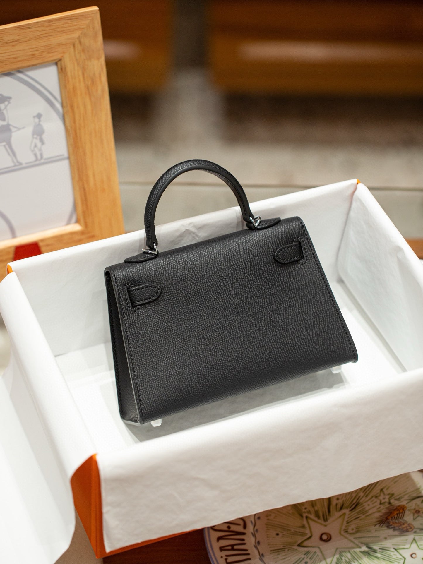 kelly bag black silver hardware-100% cowhide