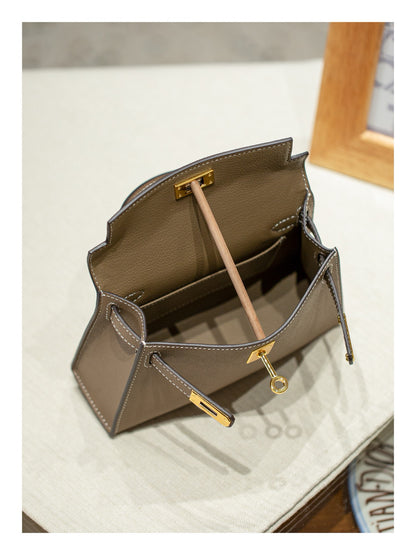 kelly bag taupe -100% cowhide