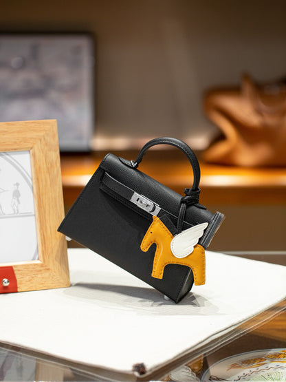 kelly bag black silver hardware-100% cowhide