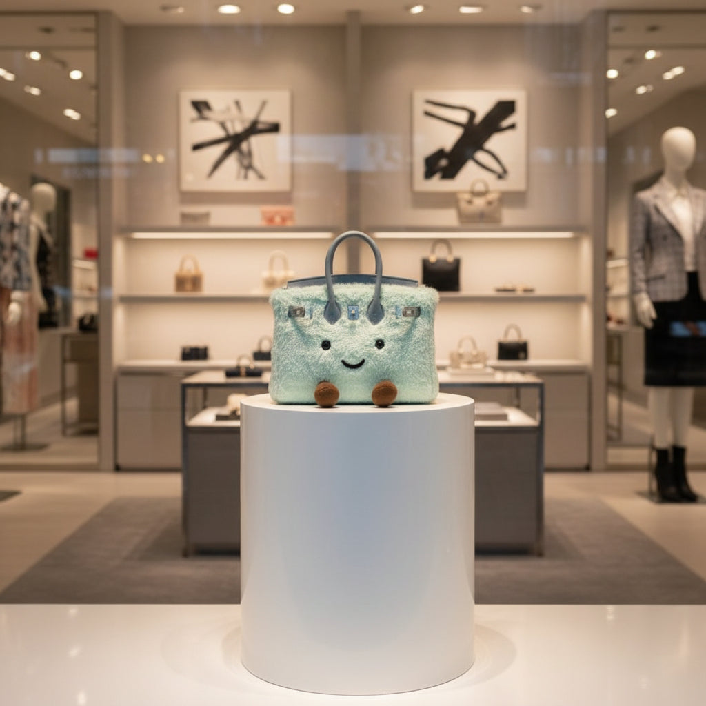 Adorable Light Blue Long Fur Handbag