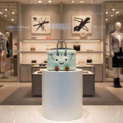 Adorable Light Blue Long Fur Handbag