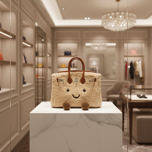 Whimsical Luxury Meadow Teddy Sherpa Bag with Cute Feet