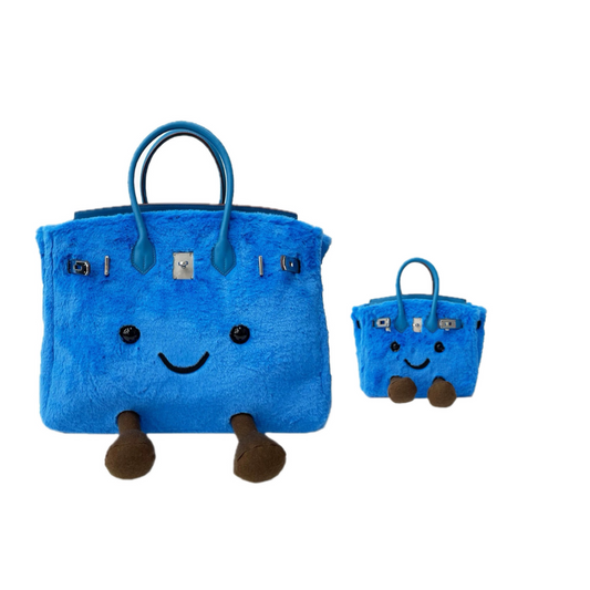 Classic blue Furry Handbag