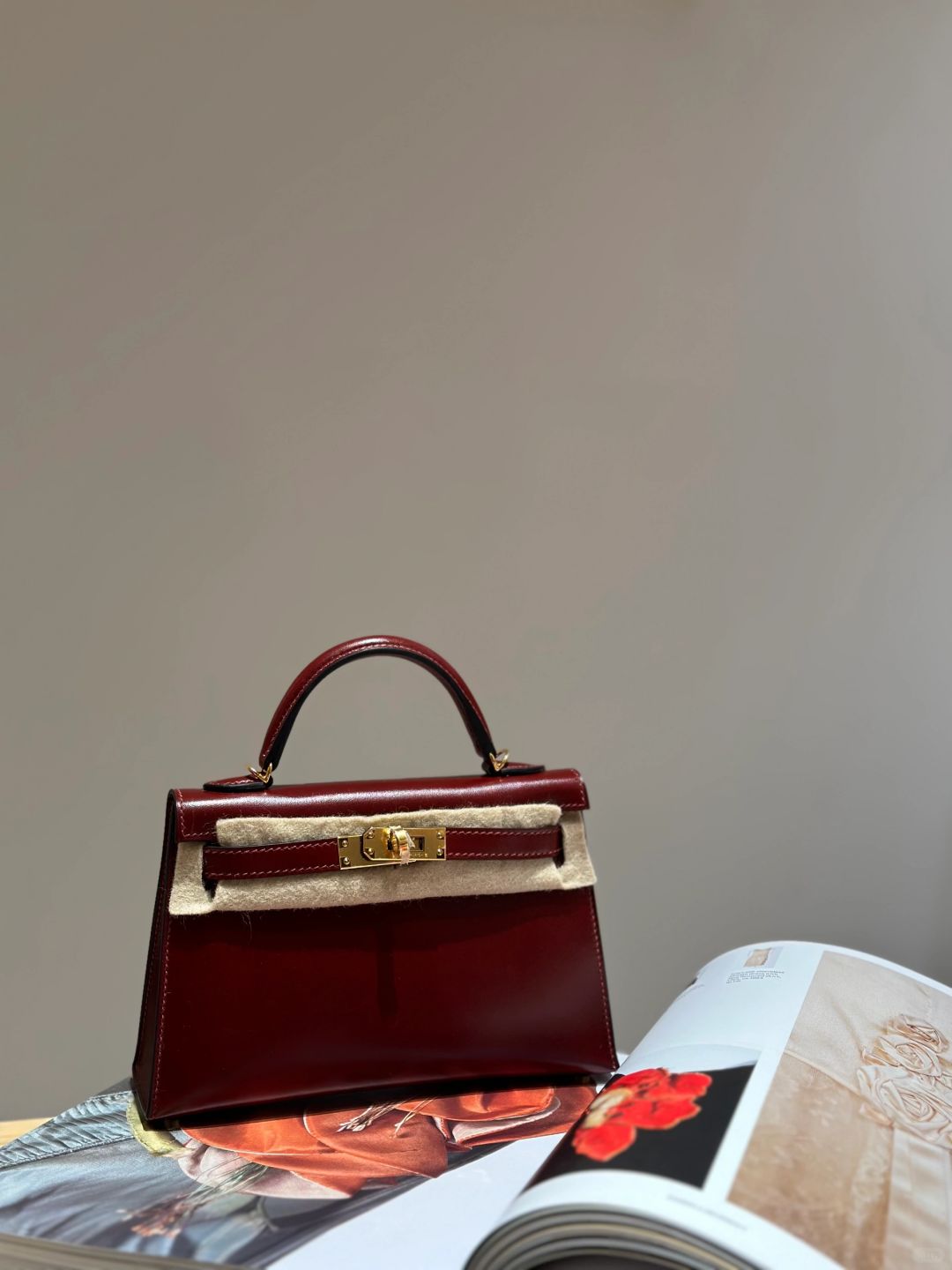 genuine Box leather kelly bag 19/22/25cm