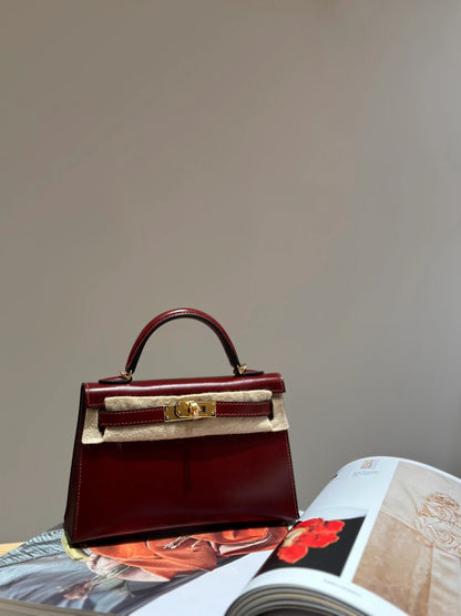 genuine Box leather kelly bag 19/22/25cm