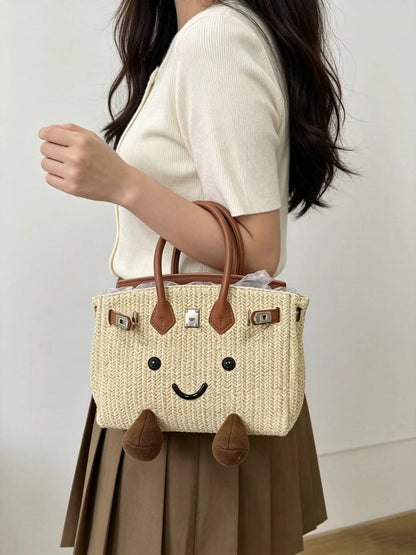 Sunshine Meadow Woven Straw Tote Bag