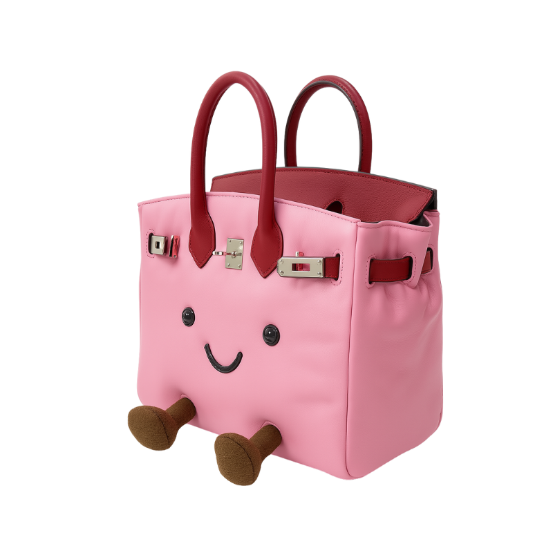 Classic leather pink-colored handbag