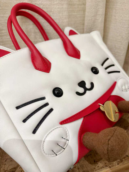 Classic leather Lucky Cat-colored handbag