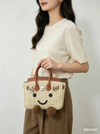 Sunshine Meadow Woven Straw Tote Bag