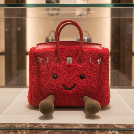 Holiday Red Fluffy Meadow Sherpa Tote (Classic Silhouette)