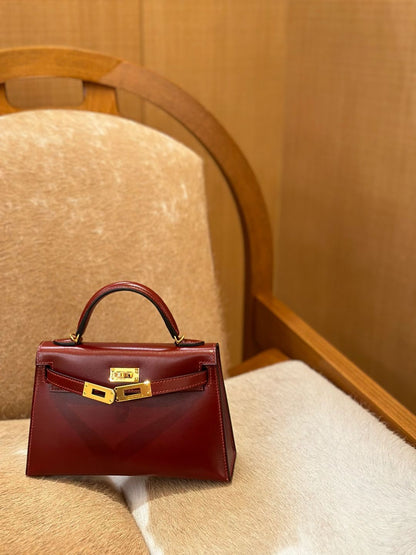genuine Box leather kelly bag 19/22/25cm