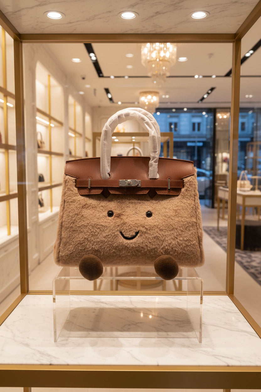 Fluffy Teddy Fur Tote Bag – Luxury Birkin-Inspired Plush Handbag with Cute Feet