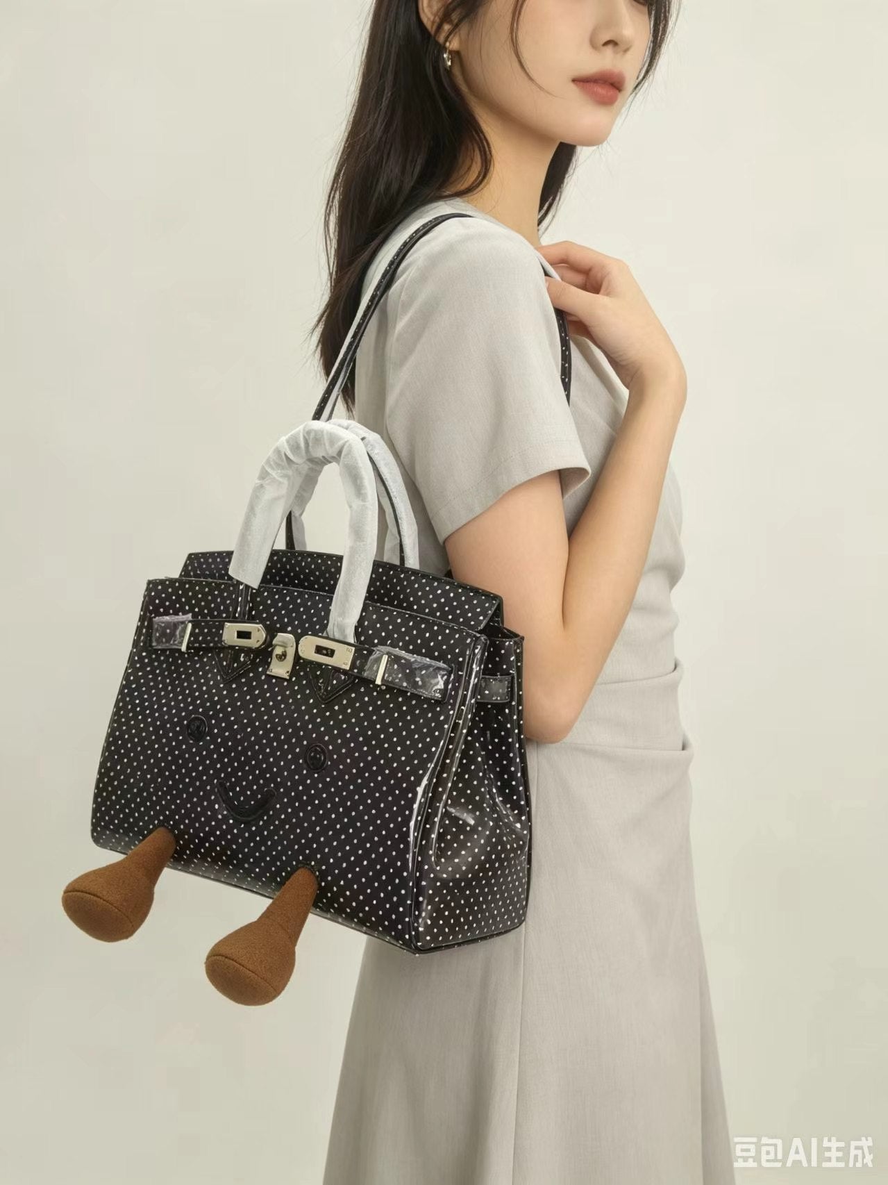 Retro French Polka Dot Fluffy Meadow Tote (Classic Silhouette)