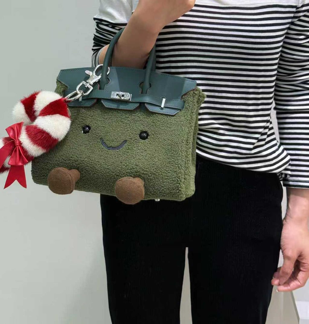 British Retro Moss Sherpa Tote (Classic Silhouette)