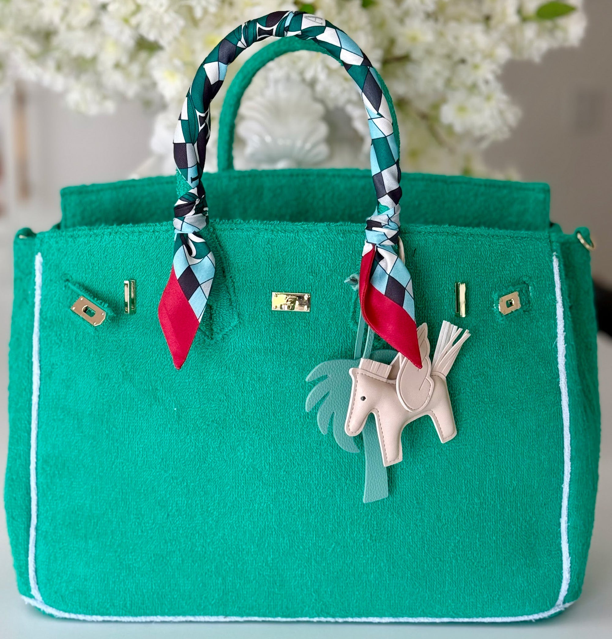 Seaside Terrycloth Tote - EMERALD GREEN