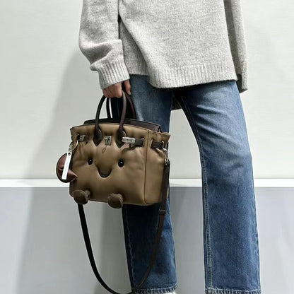 Classic leather Mocha-colored handbag