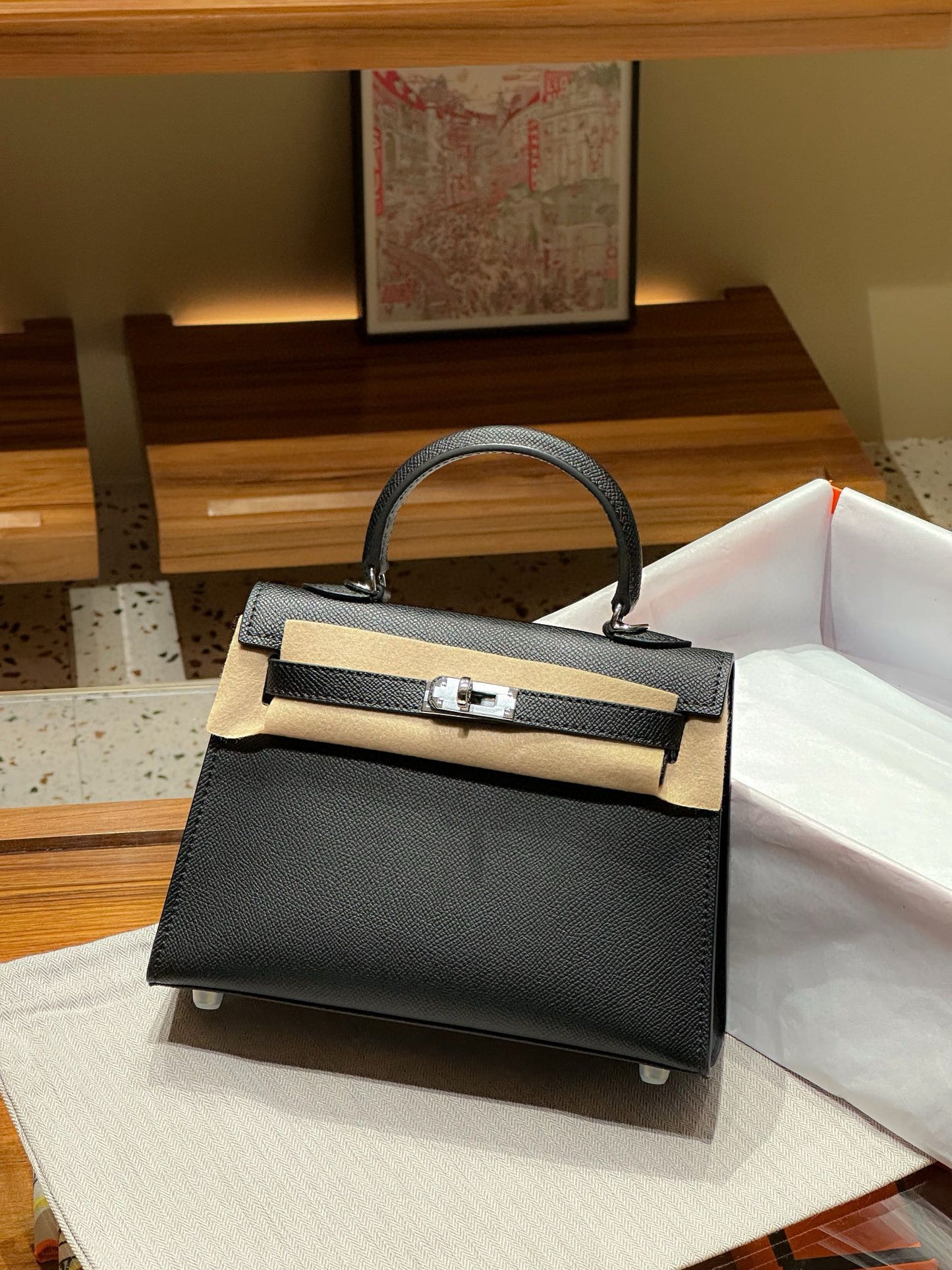 kelly bag black silver hardware-100% cowhide