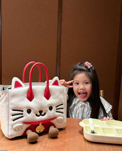Classic leather Lucky Cat-colored handbag