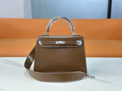 Bag Kelly taupe bright leather 19/22/25cm