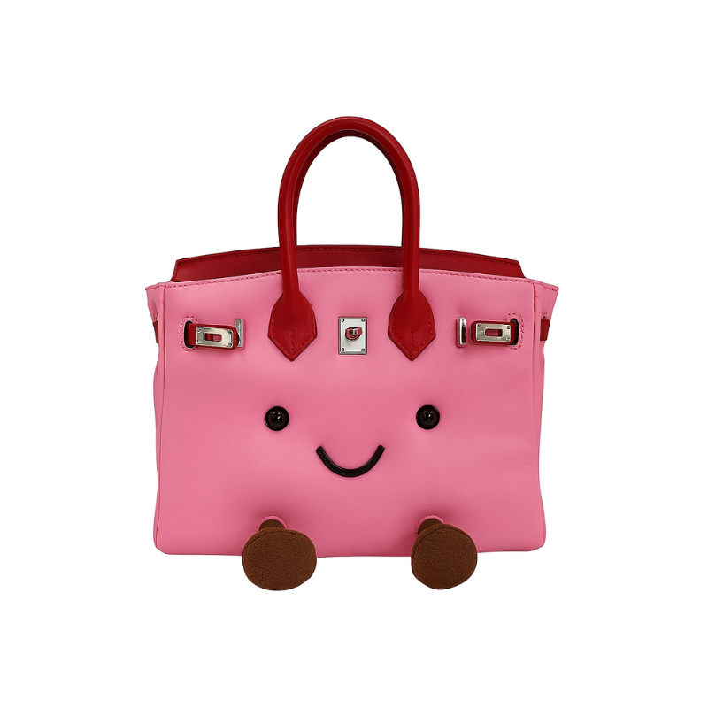 Classic leather pink-colored handbag