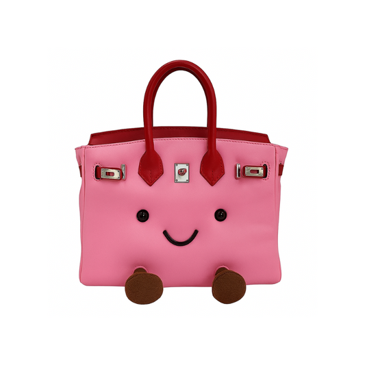 Classic leather pink-colored handbag