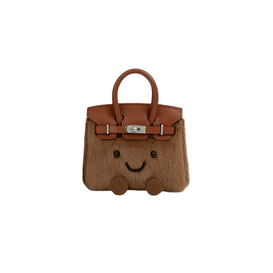 Chestnut Fluffy Meadow Teddy Fur Tote (Classic Silhouette)