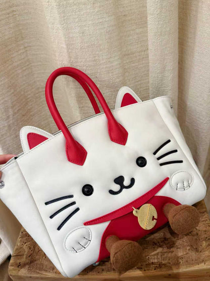 Classic leather Lucky Cat-colored handbag