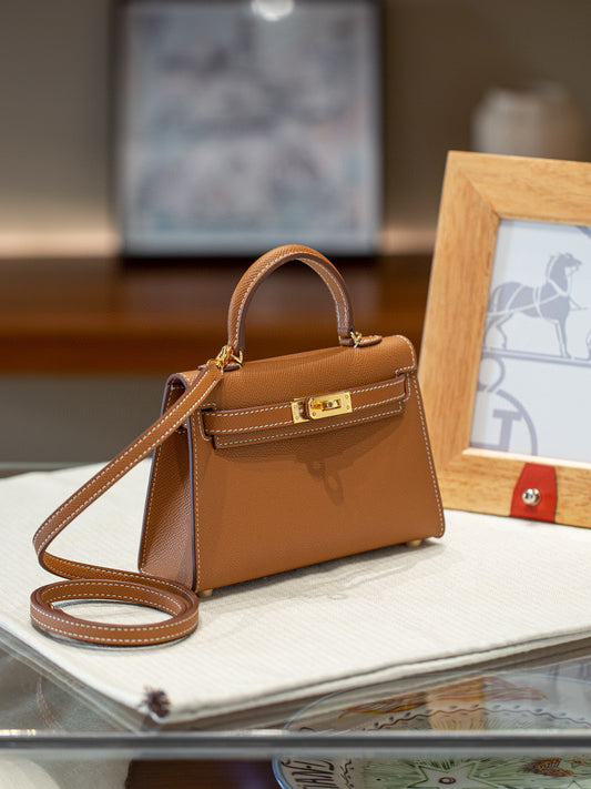 kelly bag camel -100% cowhide