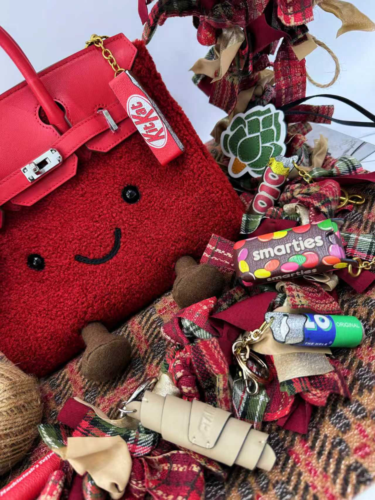 Holiday Red Fluffy Meadow Sherpa Tote (Classic Silhouette)