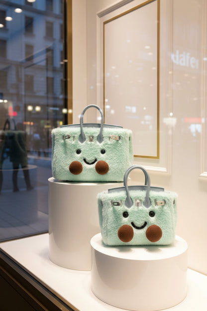 Adorable Light Blue Long Fur Handbag