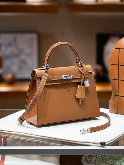 kelly bag camel -100% cowhide