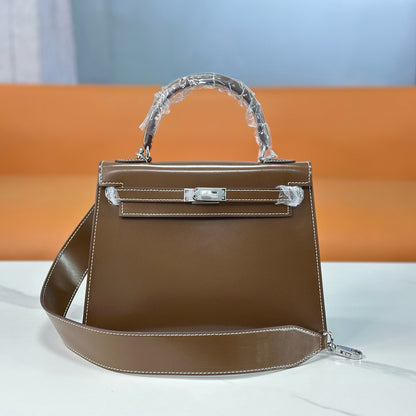 Bag Kelly taupe bright leather 19/22/25cm
