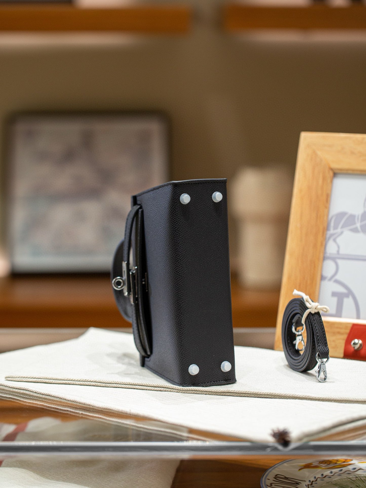 kelly bag black silver hardware-100% cowhide