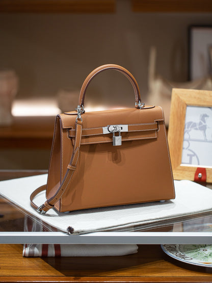 kelly bag camel -100% cowhide