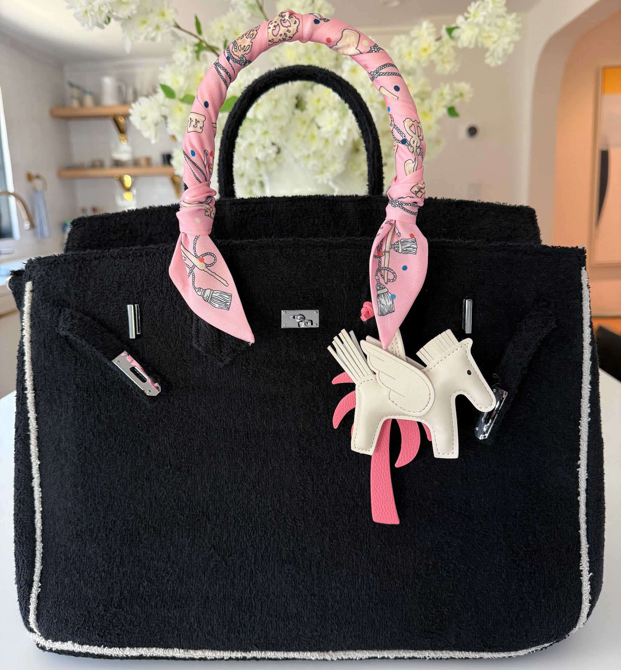 Seaside Terrycloth Tote - Black