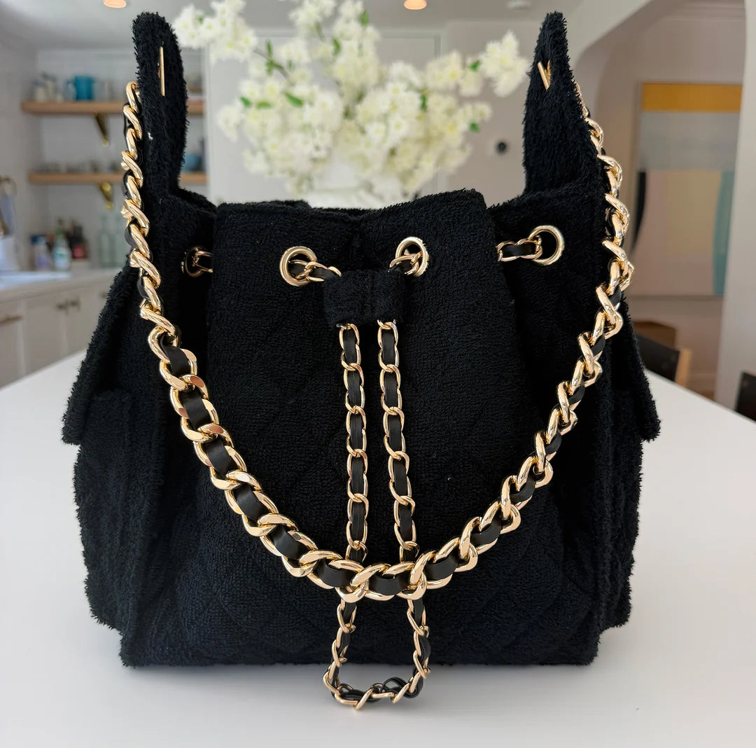 Bayshore Terry Cloth Bucket Bag Small - Black