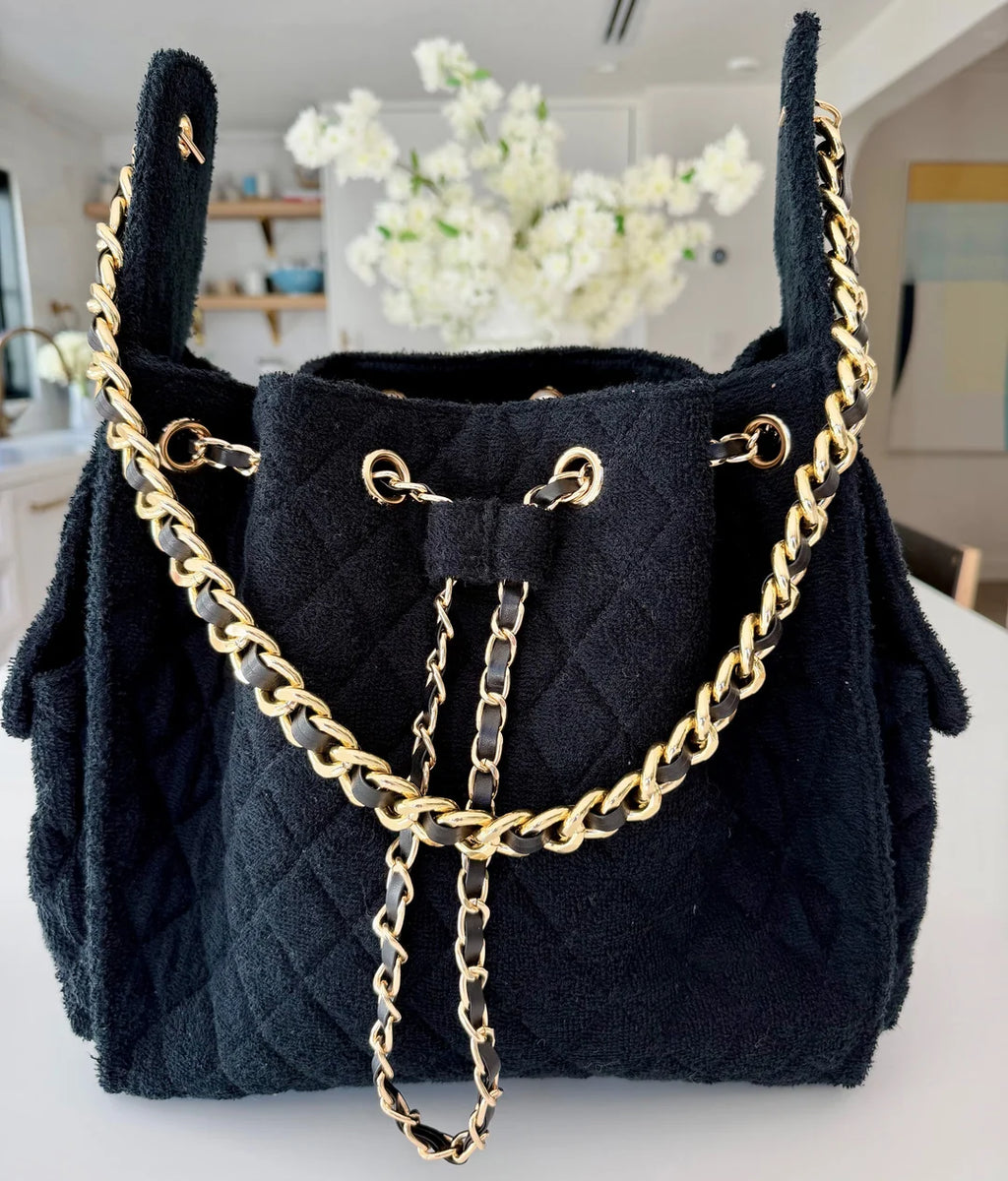 Bayshore Terry Cloth Bucket Bag Medium - Black
